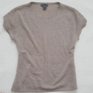 Cashmere sweater tshirt cap sleeve sweater taupe L